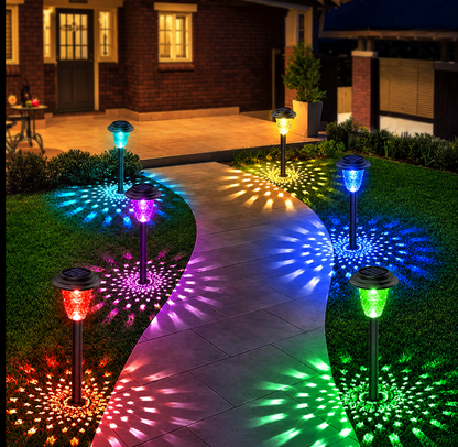 Solar Outdoor Pathway Lights – Dual Mode RGB & Warm White Waterproof Landscape Lamps