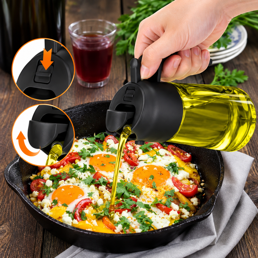 2-in-1 Glass Oil Sprayer & Dispenser Bottle (470ml)