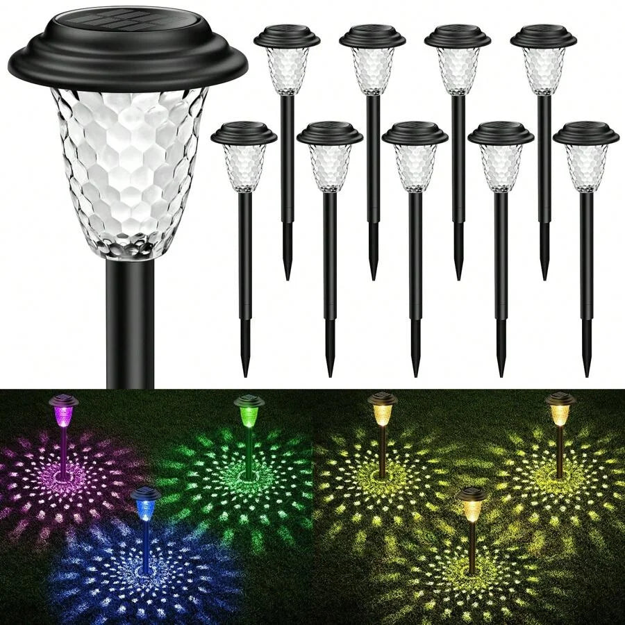 Solar Outdoor Pathway Lights – Dual Mode RGB & Warm White Waterproof Landscape Lamps