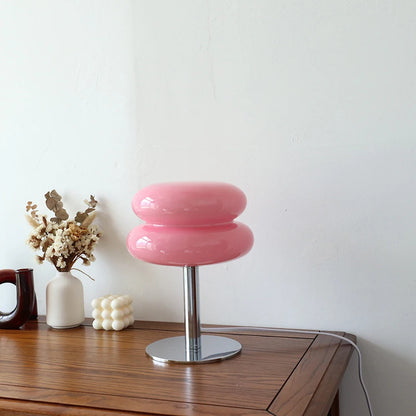 3-Color Dimming Macaron Glass Table Lamp & Eye-Care Bedside Light