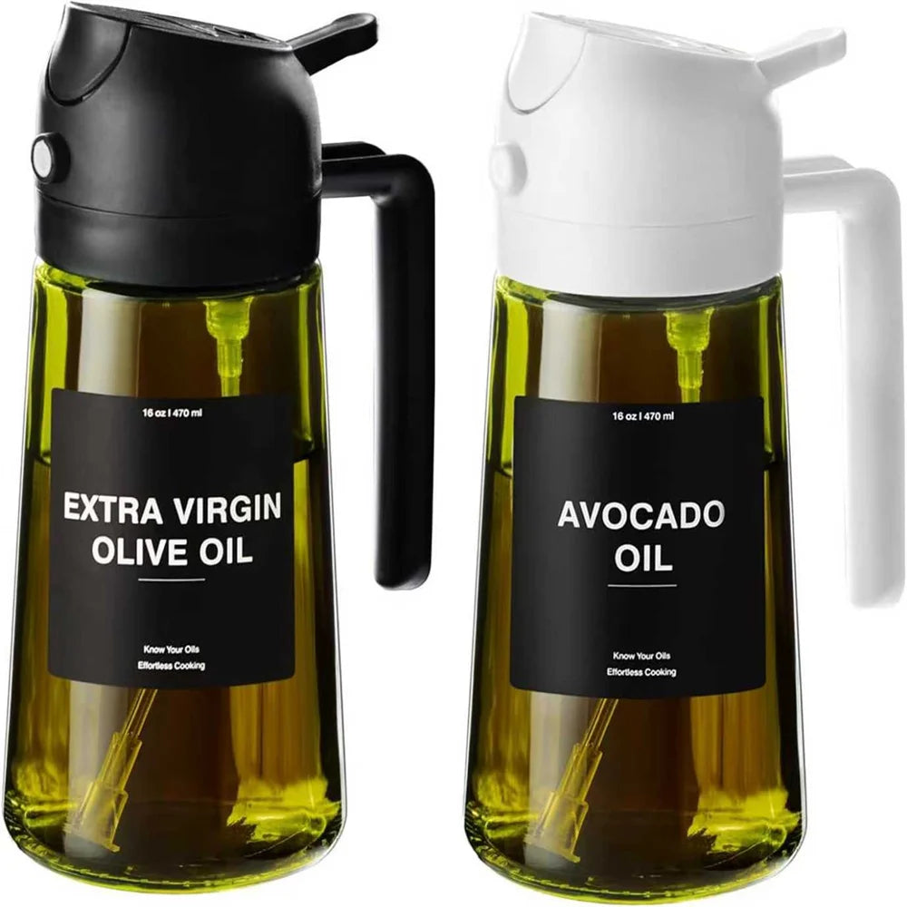2-in-1 Glass Oil Sprayer & Dispenser Bottle (470ml)