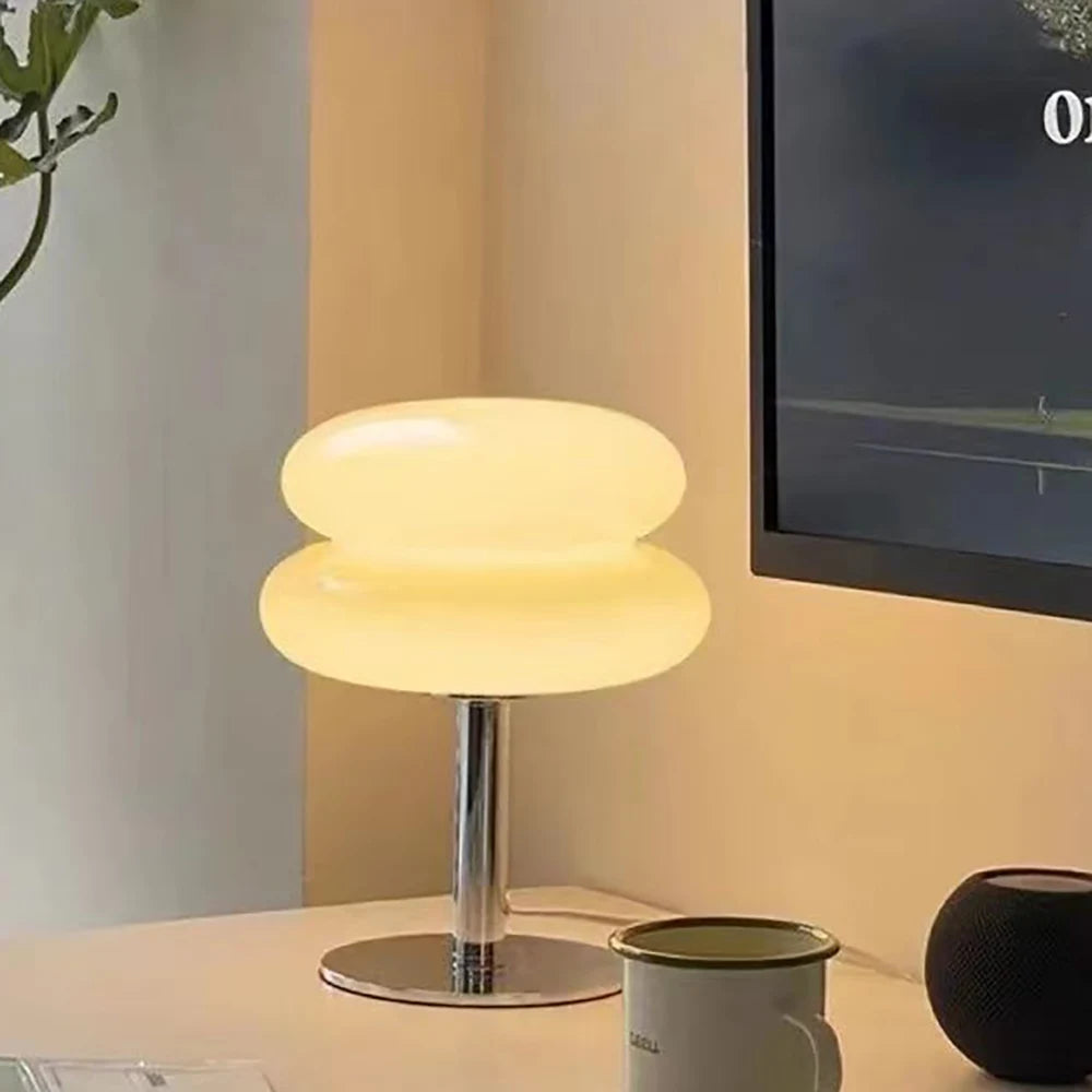 3-Color Dimming Macaron Glass Table Lamp & Eye-Care Bedside Light
