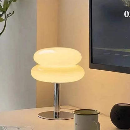 3-Color Dimming Macaron Glass Table Lamp & Eye-Care Bedside Light