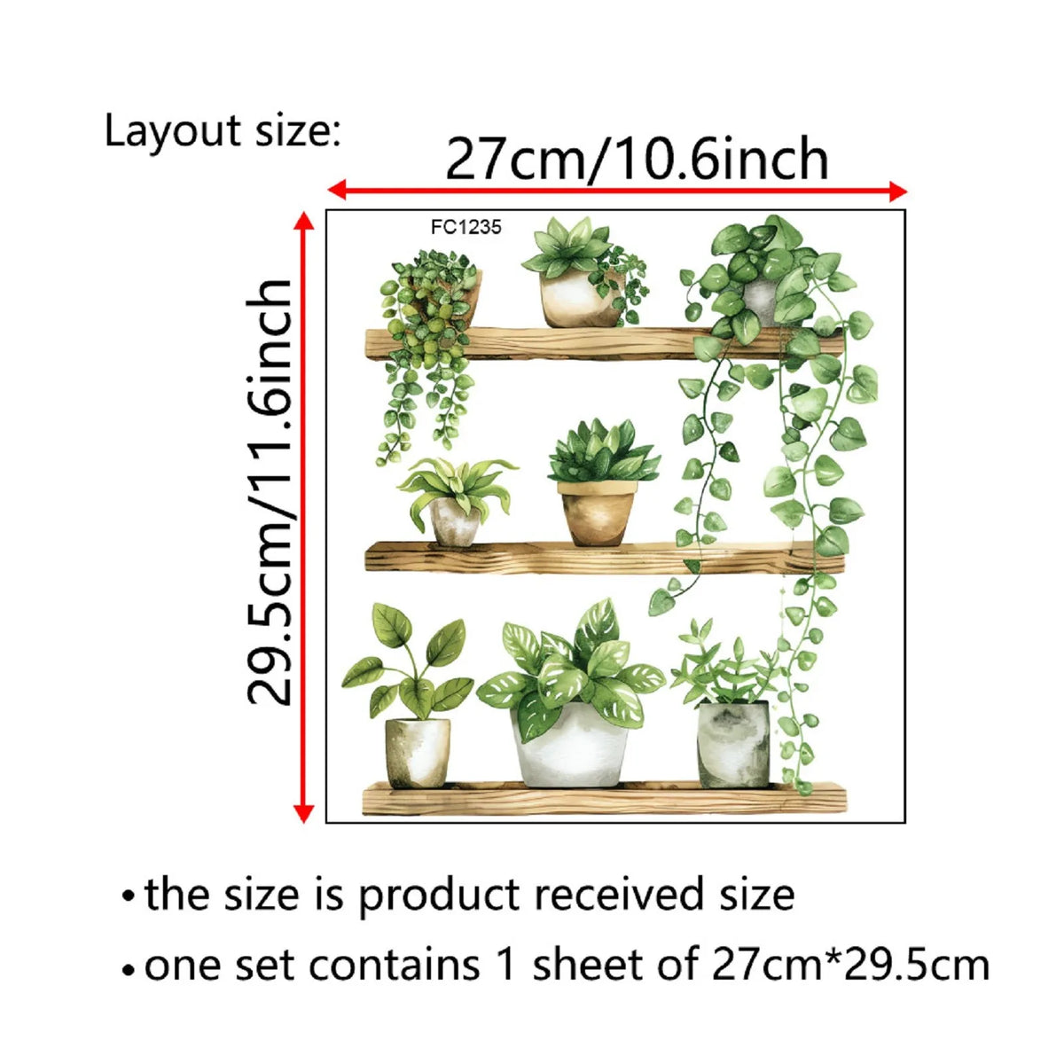 Green Plant Decorative Wall Sticker for Living Room & Bedroom