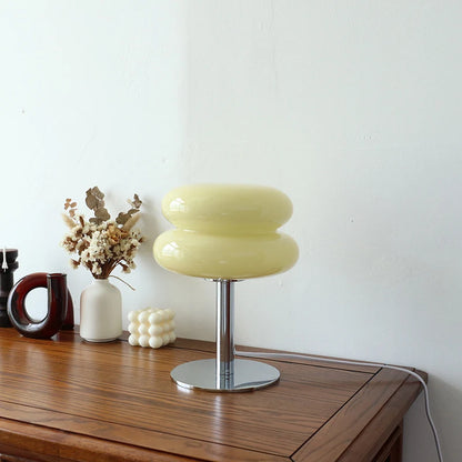 3-Color Dimming Macaron Glass Table Lamp & Eye-Care Bedside Light