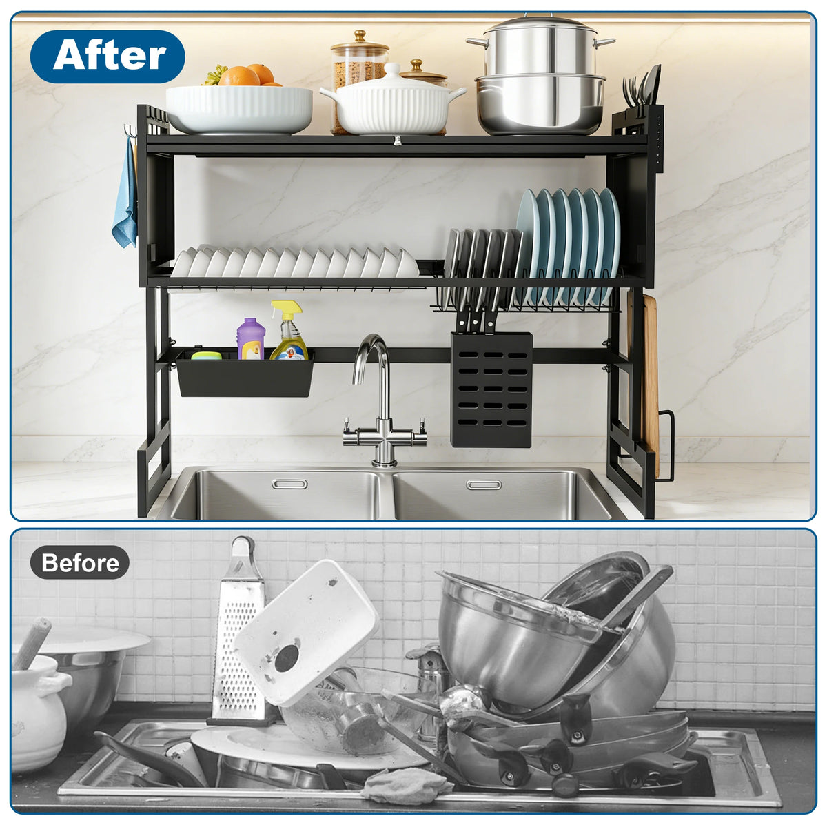 Extra Long Stainless Steel Over-the-Sink Dish Drying Rack