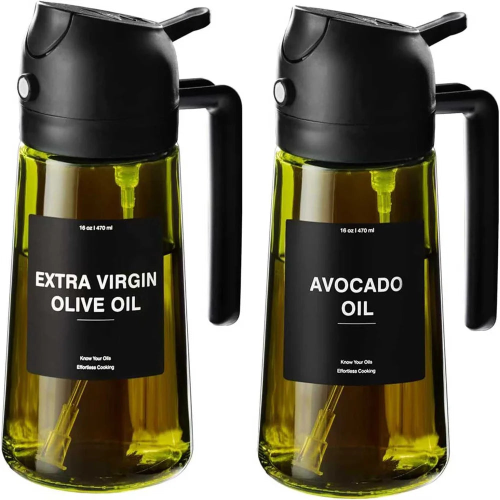 2-in-1 Glass Oil Sprayer & Dispenser Bottle (470ml)