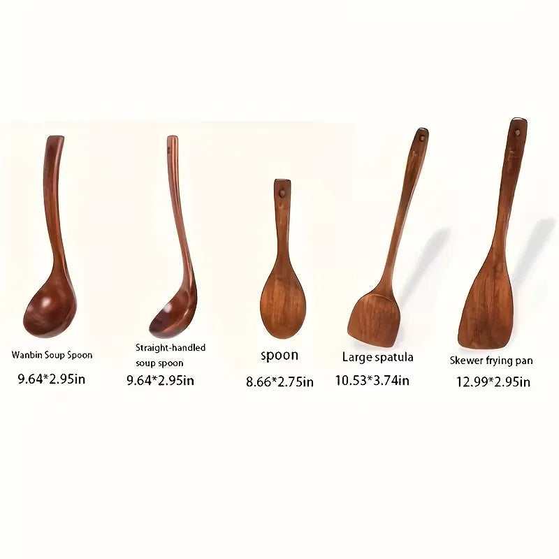 Tyrixma 5-Piece Natural Wooden Kitchen Utensil Set
