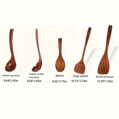 Tyrixma 5-Piece Natural Wooden Kitchen Utensil Set