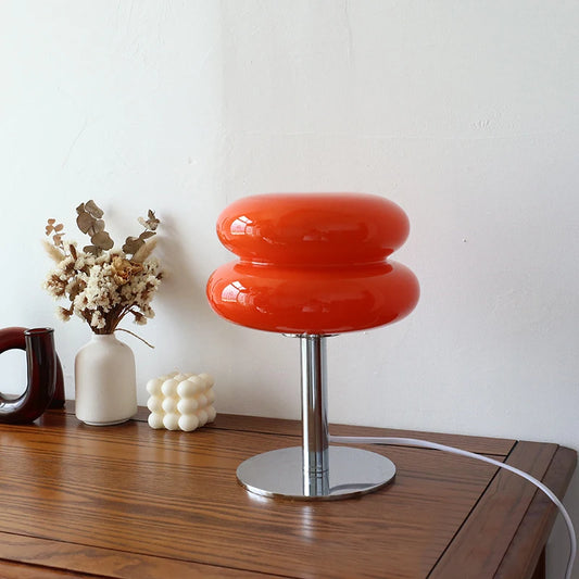 3-Color Dimming Macaron Glass Table Lamp & Eye-Care Bedside Light