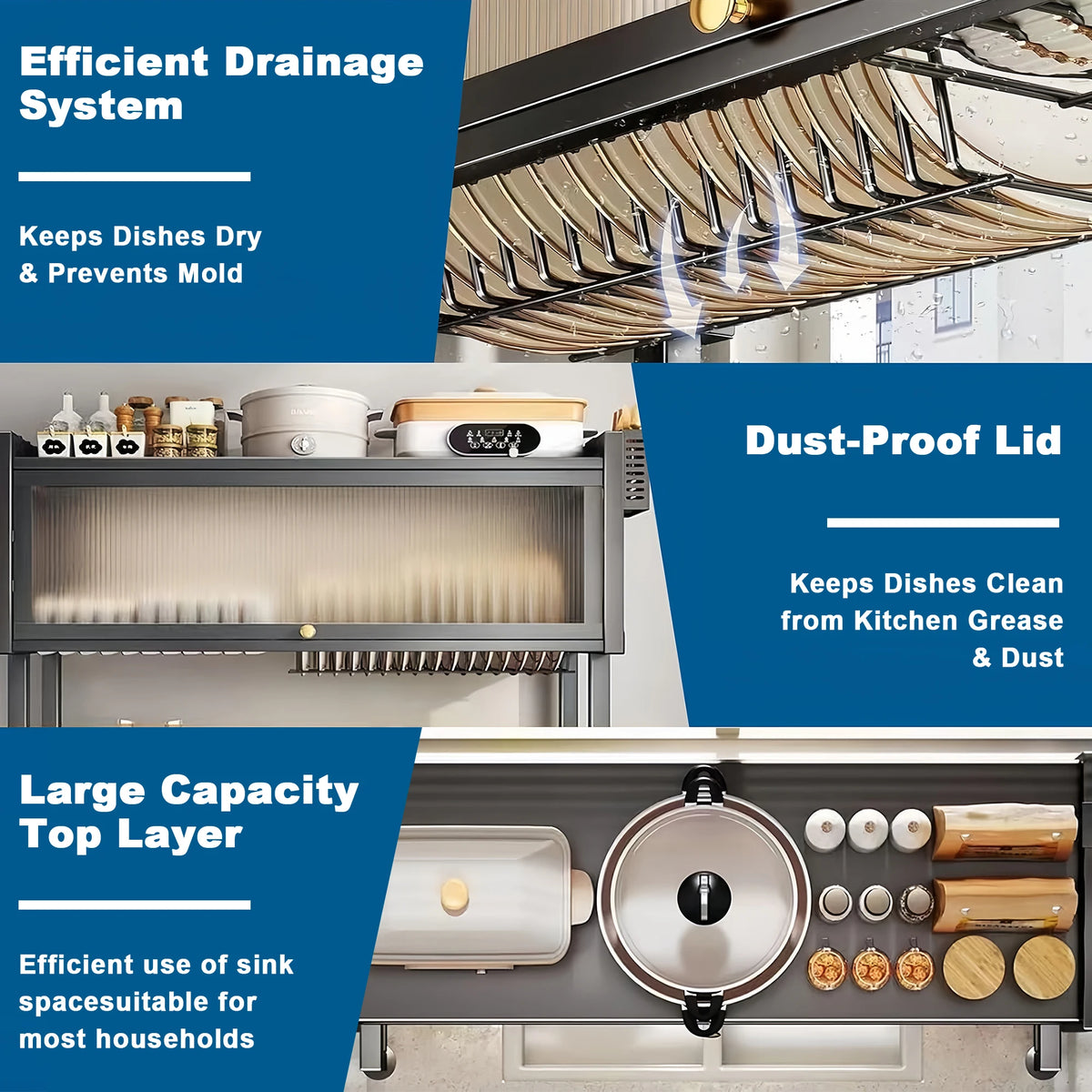 Extra Long Stainless Steel Over-the-Sink Dish Drying Rack