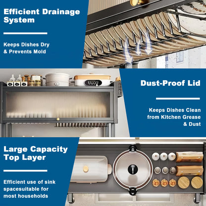 Extra Long Stainless Steel Over-the-Sink Dish Drying Rack
