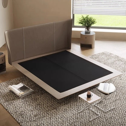 Multifunctional Wooden Bed Frame with Leather Headboard & Storage