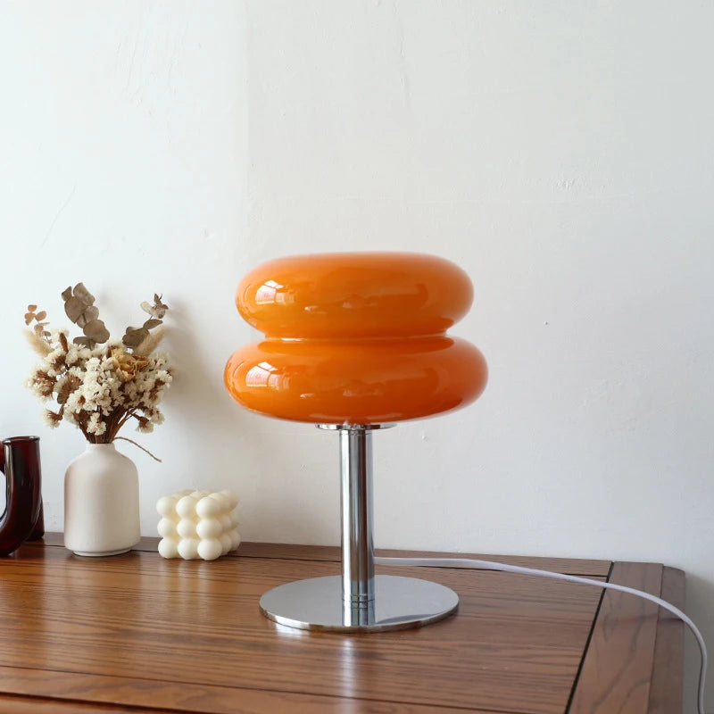 3-Color Dimming Macaron Glass Table Lamp & Eye-Care Bedside Light