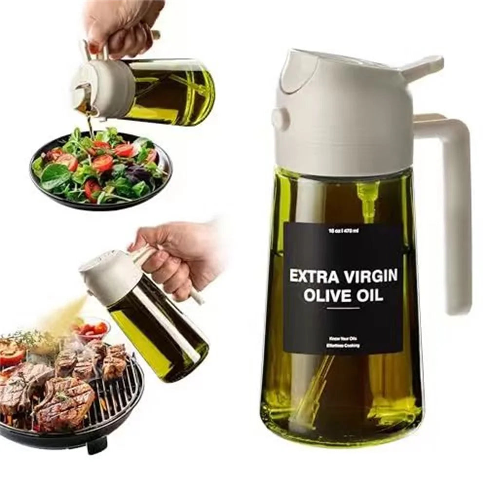 2-in-1 Glass Oil Sprayer & Dispenser Bottle (470ml)