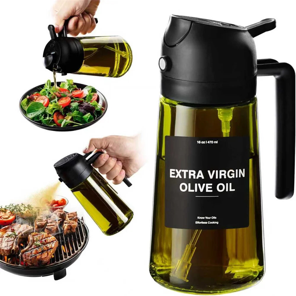 2-in-1 Glass Oil Sprayer & Dispenser Bottle (470ml)