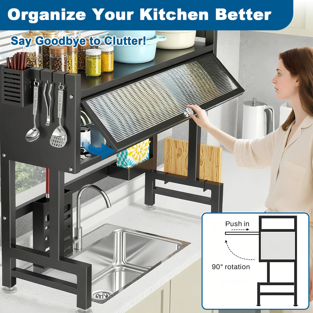 Extra Long Stainless Steel Over-the-Sink Dish Drying Rack