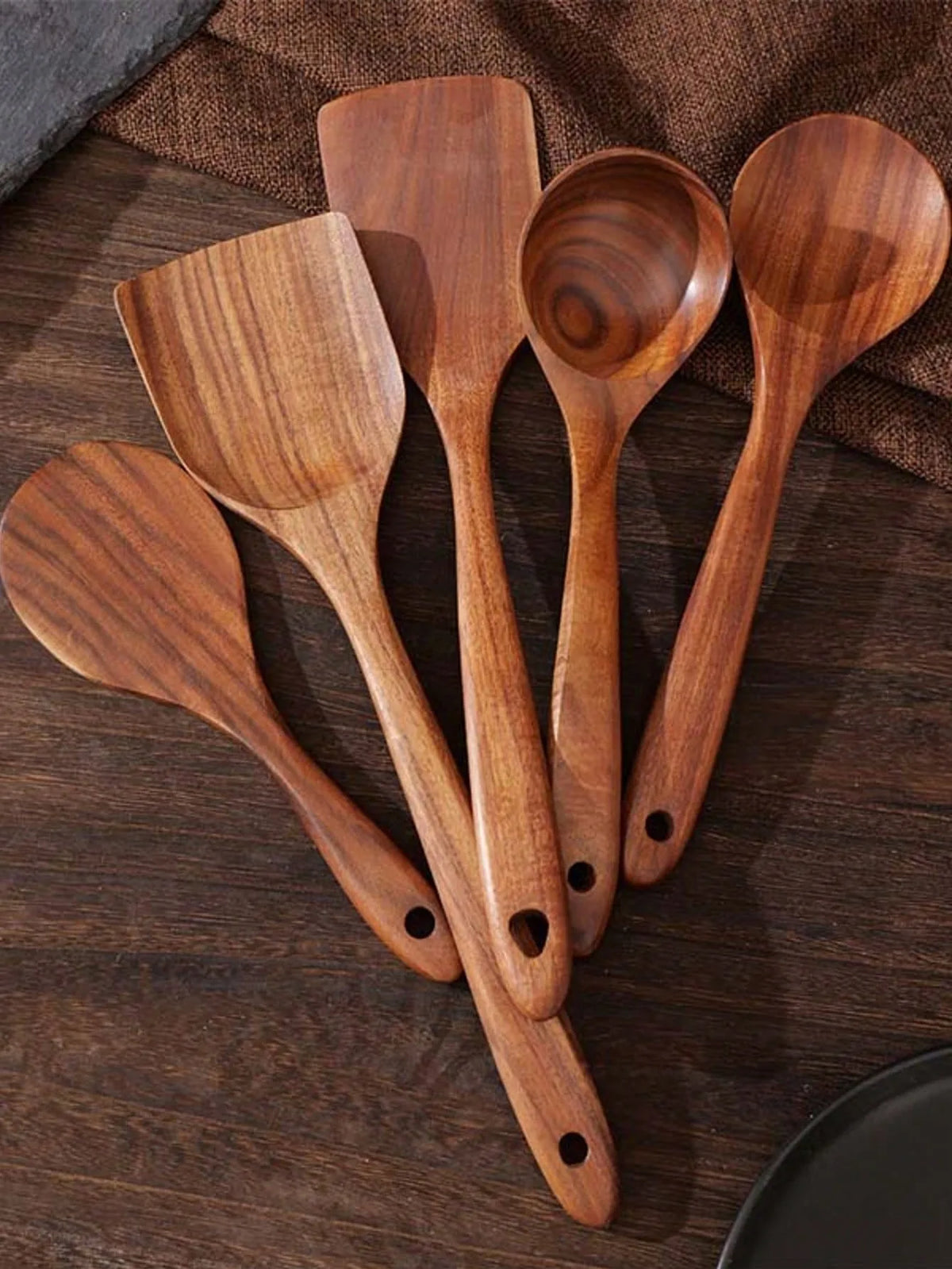 Tyrixma 5-Piece Natural Wooden Kitchen Utensil Set