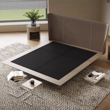 Multifunctional Wooden Bed Frame with Leather Headboard & Storage
