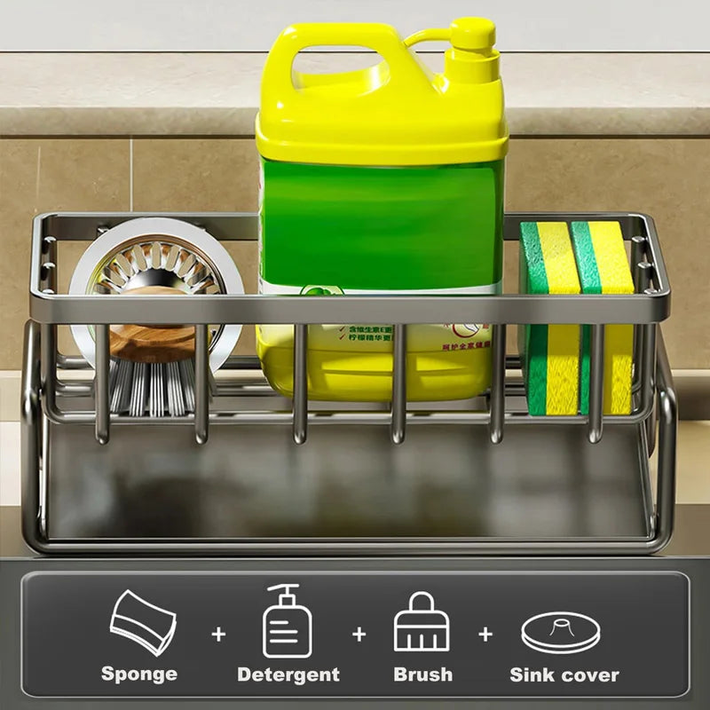 Carbon Steel Kitchen Sink Organizer with Water Tray