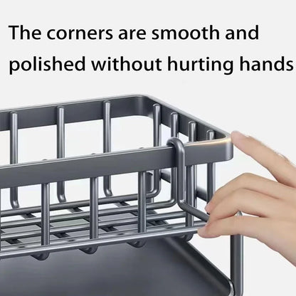 Carbon Steel Kitchen Sink Organizer with Water Tray