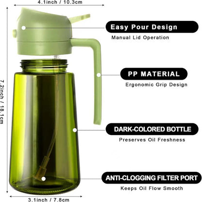 2-in-1 Glass Oil Sprayer & Dispenser Bottle (470ml)