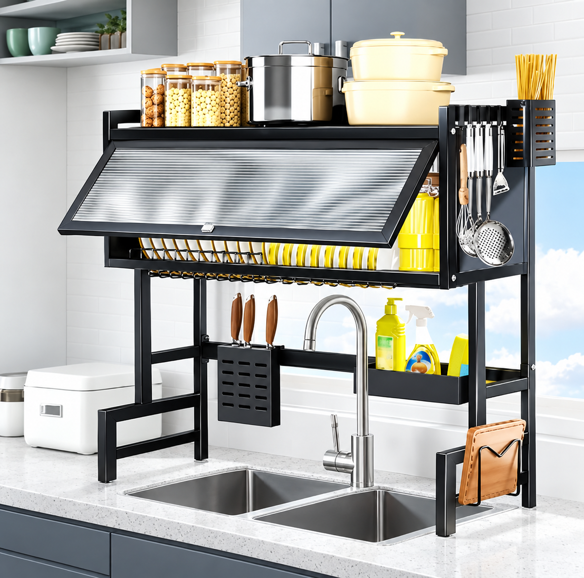 Extra Long Stainless Steel Over-the-Sink Dish Drying Rack